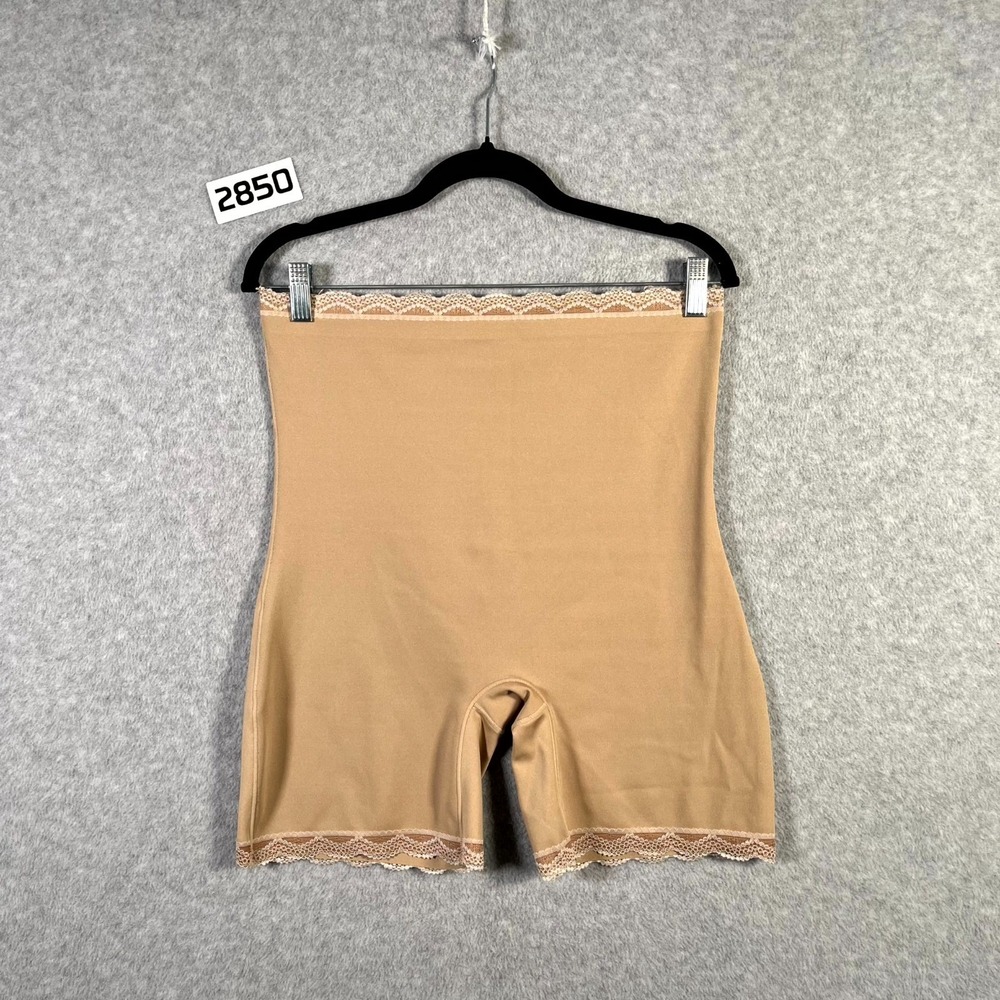 Vintage Under Where Shapewear Shorts Womens 1X Brown Stretch Lace Trim Pull On